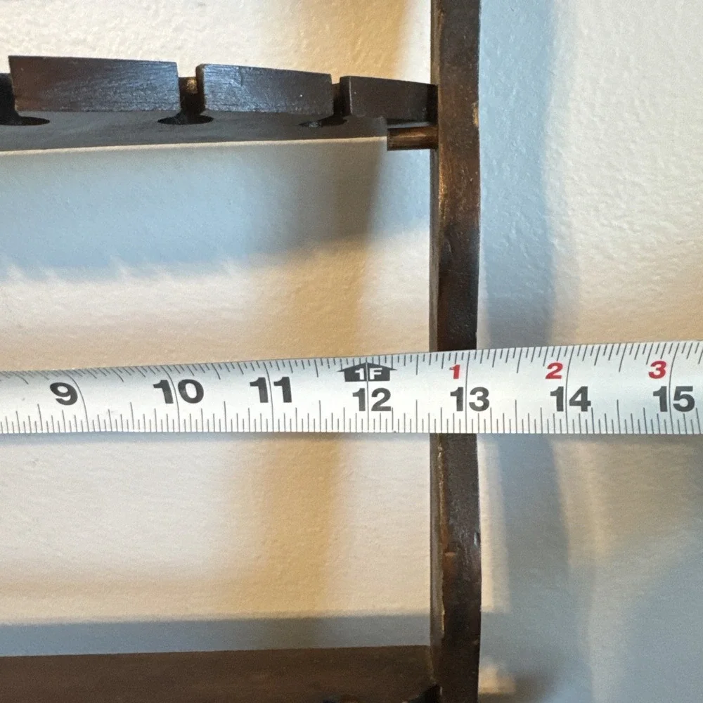 Vintage Wooden Spoon Rack 18 Slots Wall‑Mounted Display Holder, Collapsible